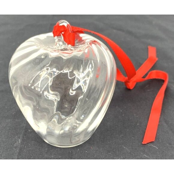 Steuben Crystal Glass Apple Christmas Ornament 3" Vintage 1998 - Picture 1 of 5